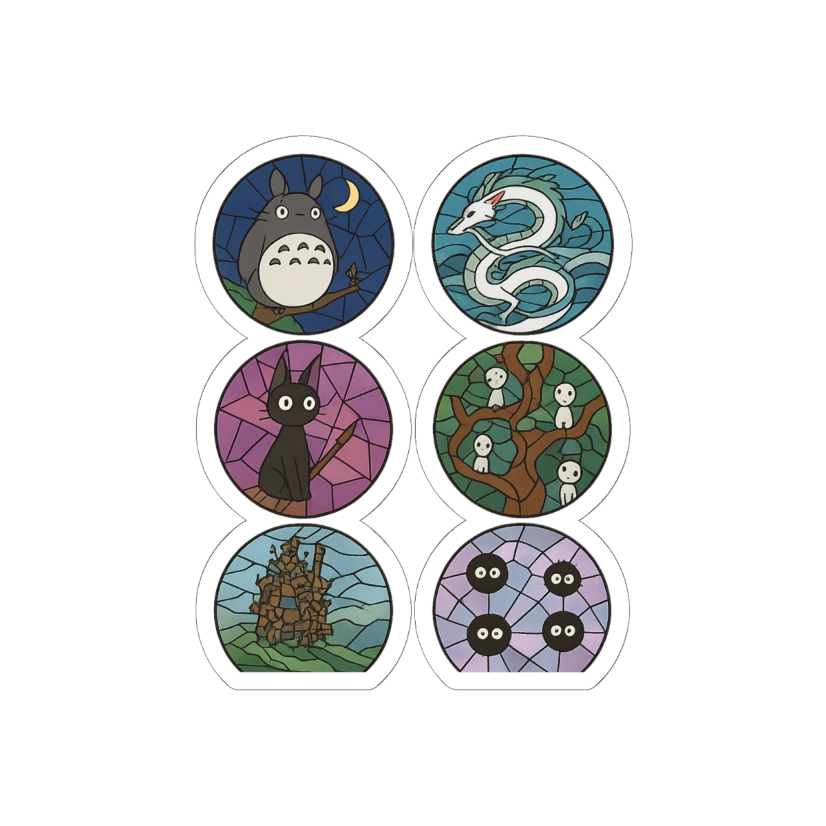Studio Ghibli Stained Glass Sticker Pack - Studio Ghibli official stickers merch