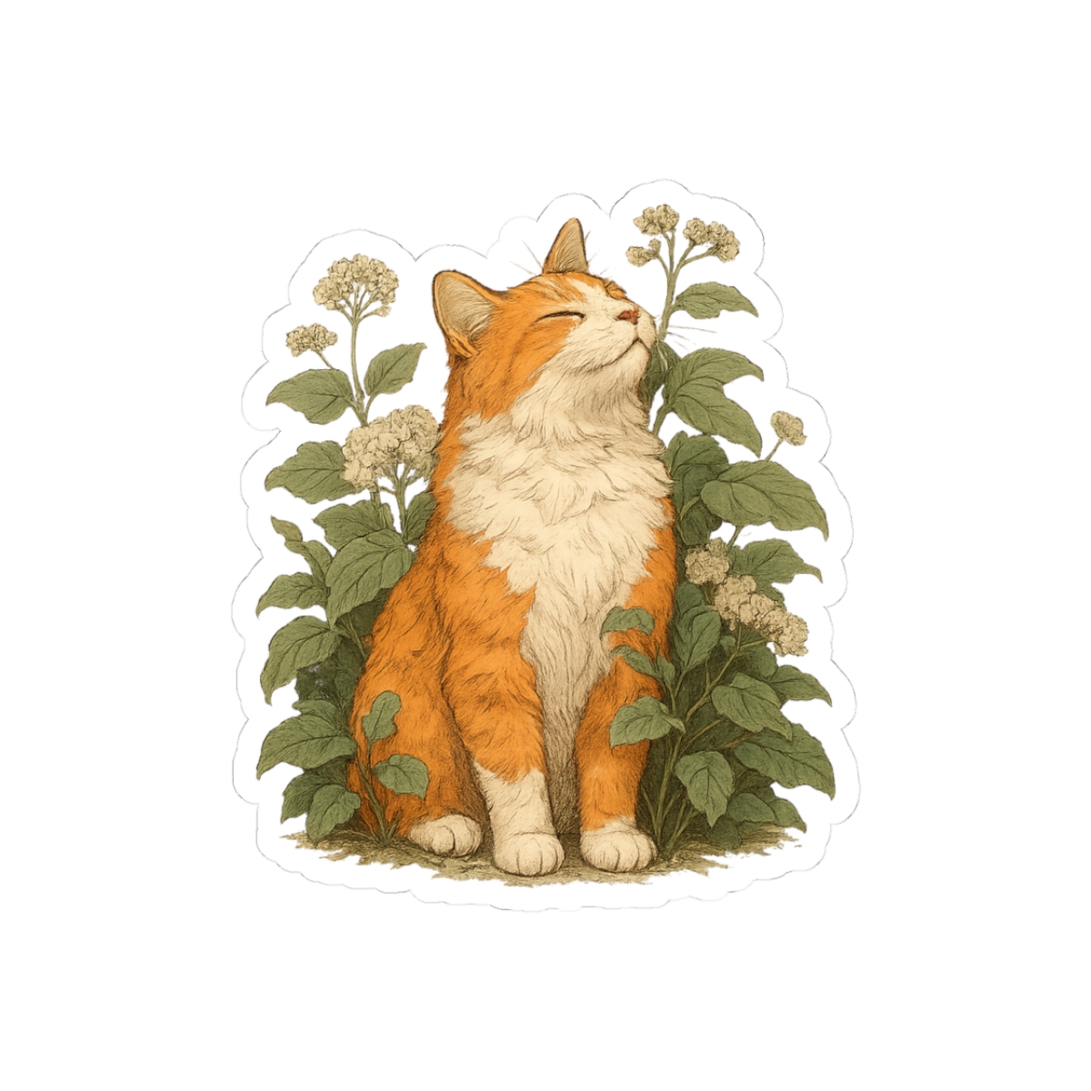 Floral Vintage Cat Charming Sticker
