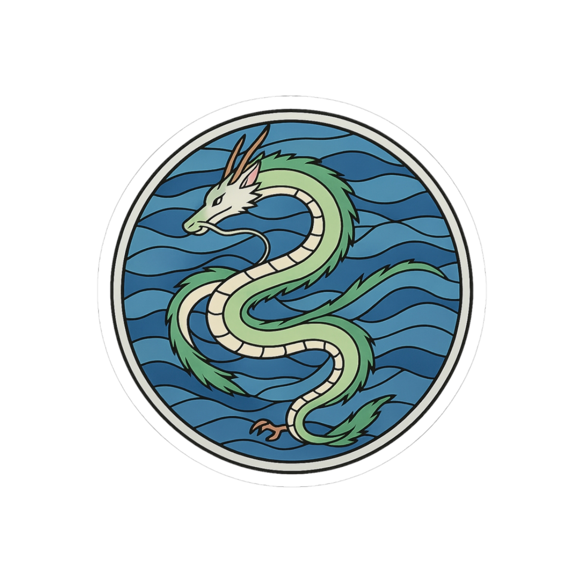 Stained Glass Haku Dragon Whimsical Sticker