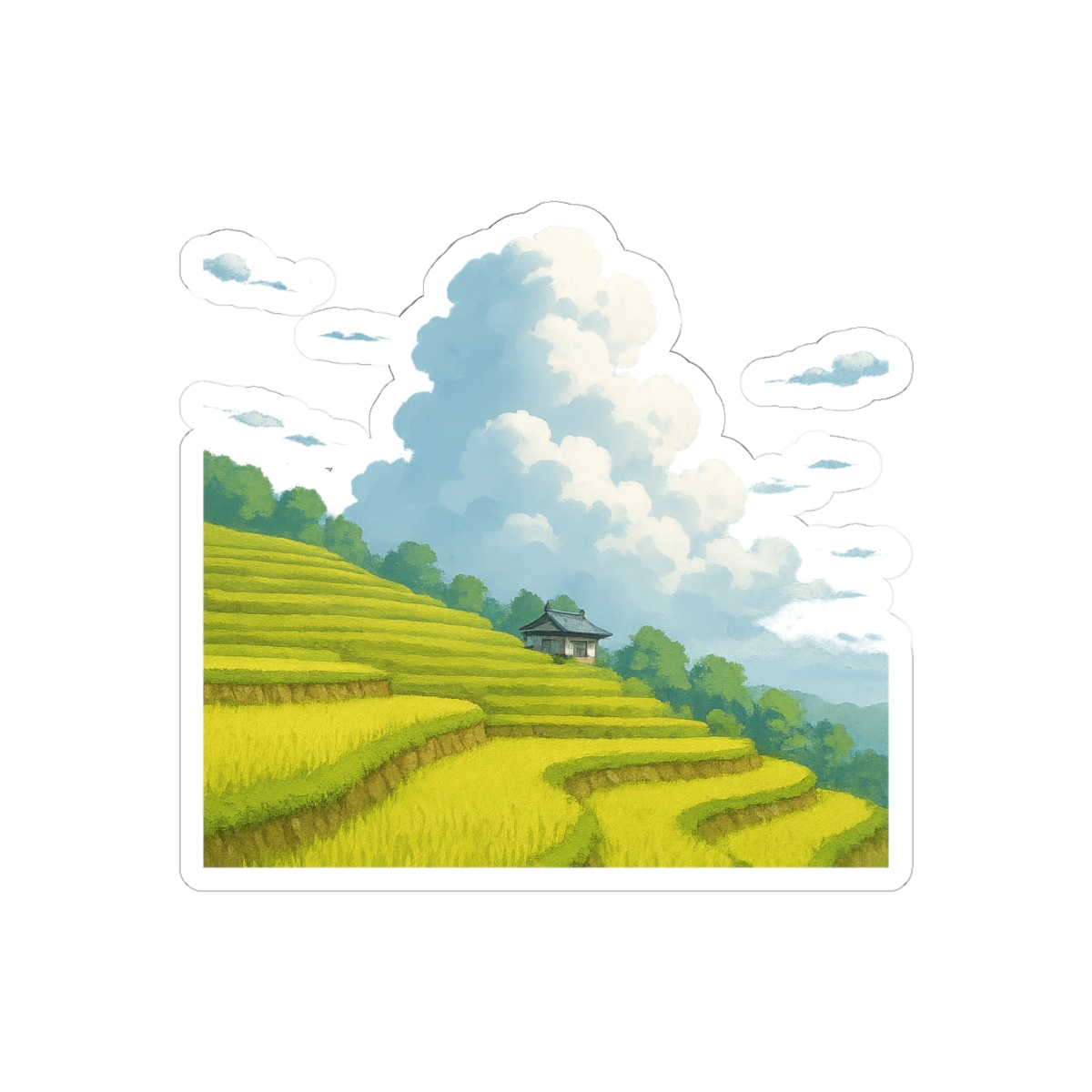 Studio Ghibli Style Landscape Sticker | Whimsical Vinyl Decal