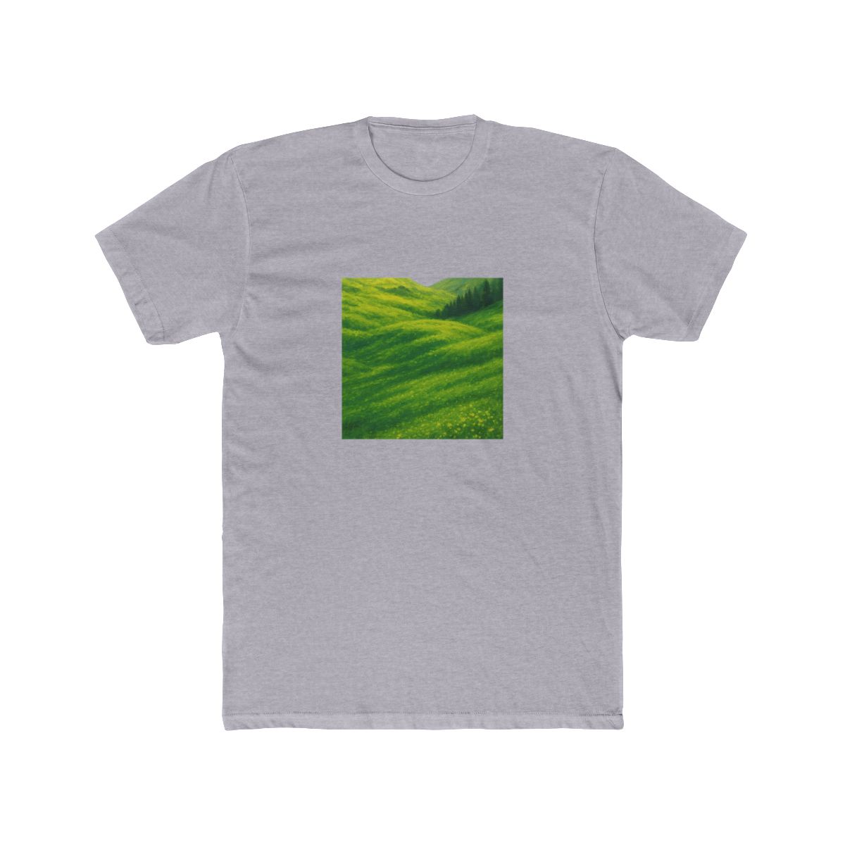 Ghibli-Style Green Spring Meadow T-Shirt - alternate angle 5, merchandise