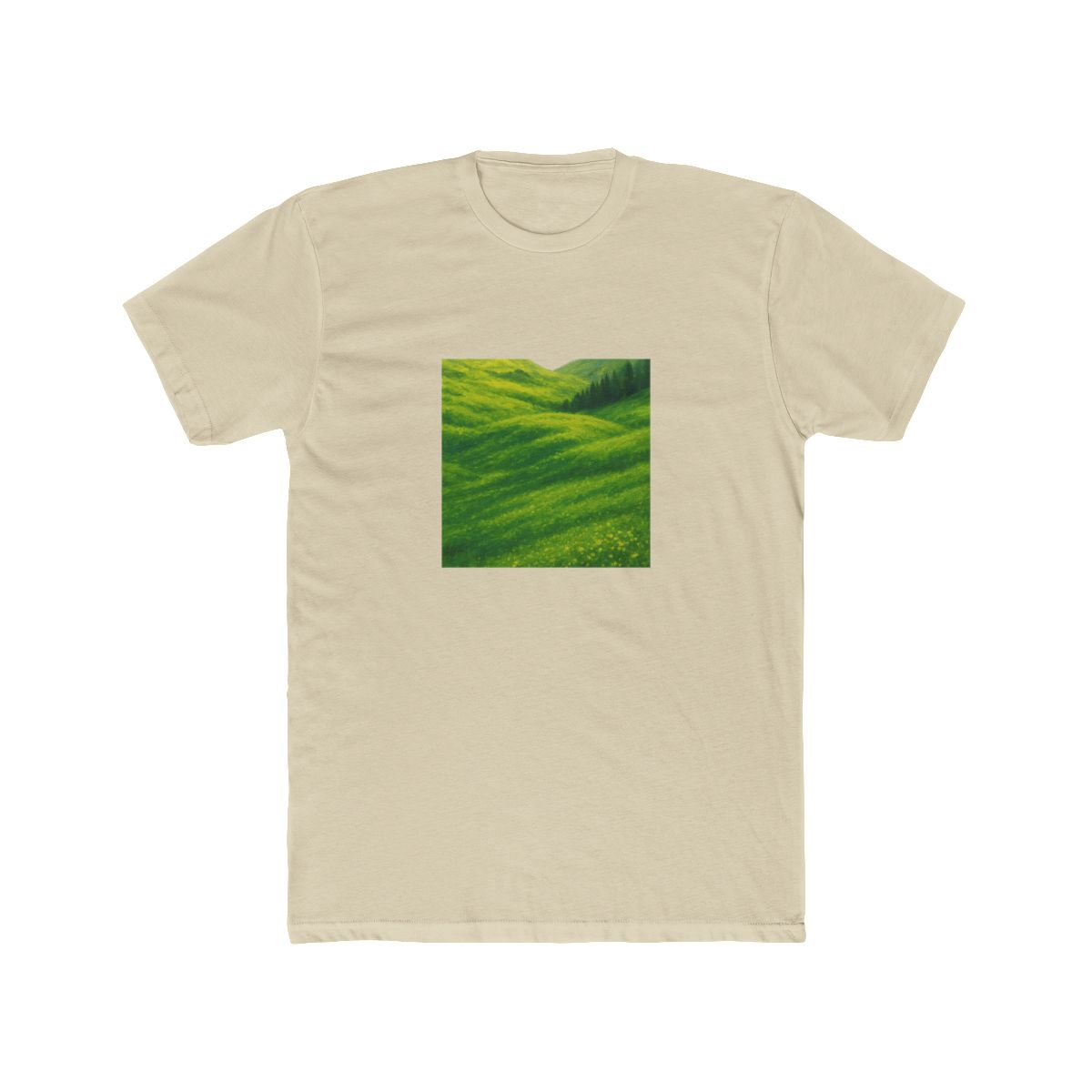 Ghibli-Style Green Spring Meadow T-Shirt - alternate angle 4, merchandise
