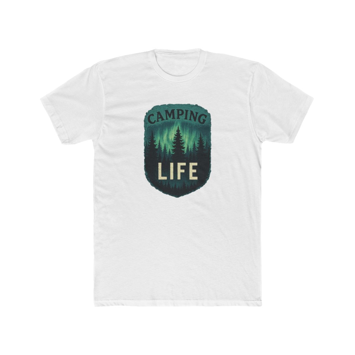 Vintage Pine Forest Camping Landscape T-Shirt - alternate angle 5, merchandise