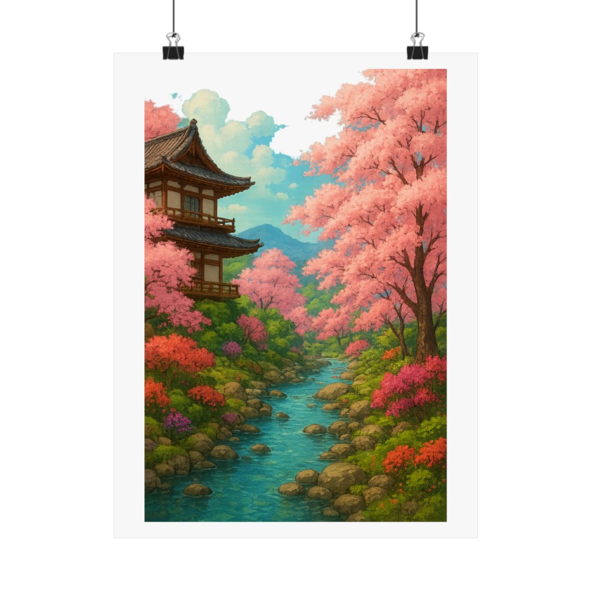 Studio Ghibli Cherry Blossom Garden Enchanting Poster