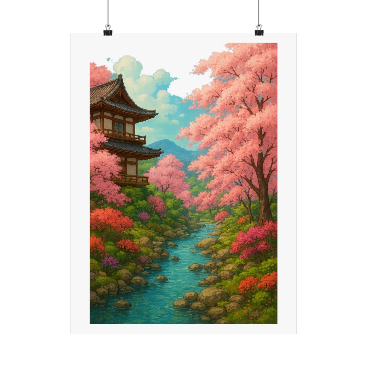 Studio Ghibli Cherry Blossom Garden Enchanting Poster - alternate angle 1, merchandise