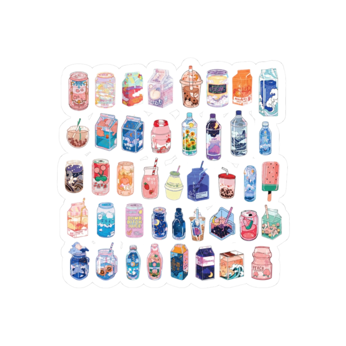Studio Ghibli Style Lofi Drink Stickers - alternate angle 3, merchandise