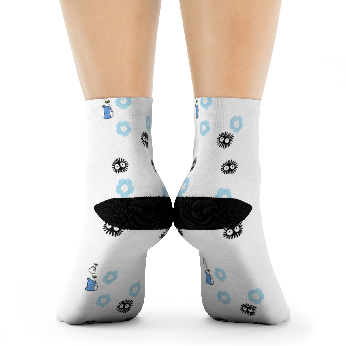 Studio Ghibli® My Neighbor Totoro Blue Flowers Crew Socks - alternate angle 1, merchandise