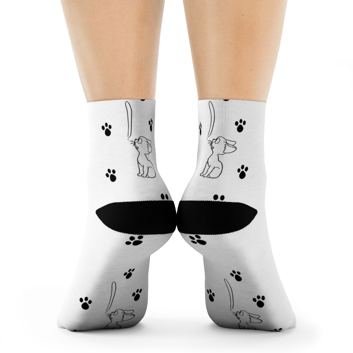 Studio Ghibli® Kiki's Delivery Service Jiji & Paw Prints Allover Print Crew Posters - alternate angle 1, merchandise