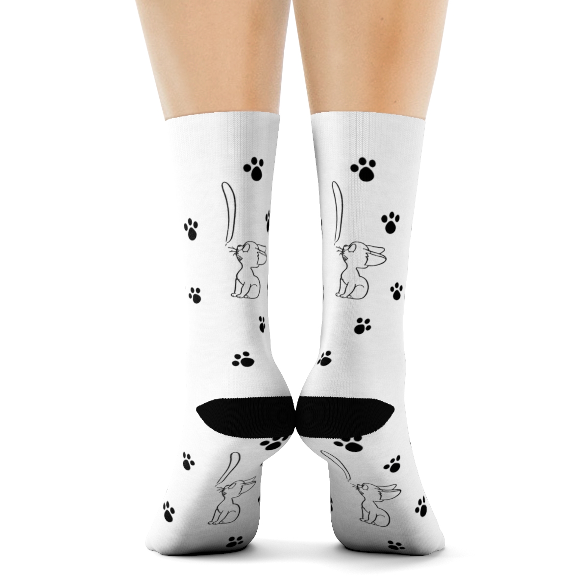 Studio Ghibli® Kiki's Delivery Service Jiji & Paw Prints Allover Print Crew Posters - alternate angle 2, merchandise