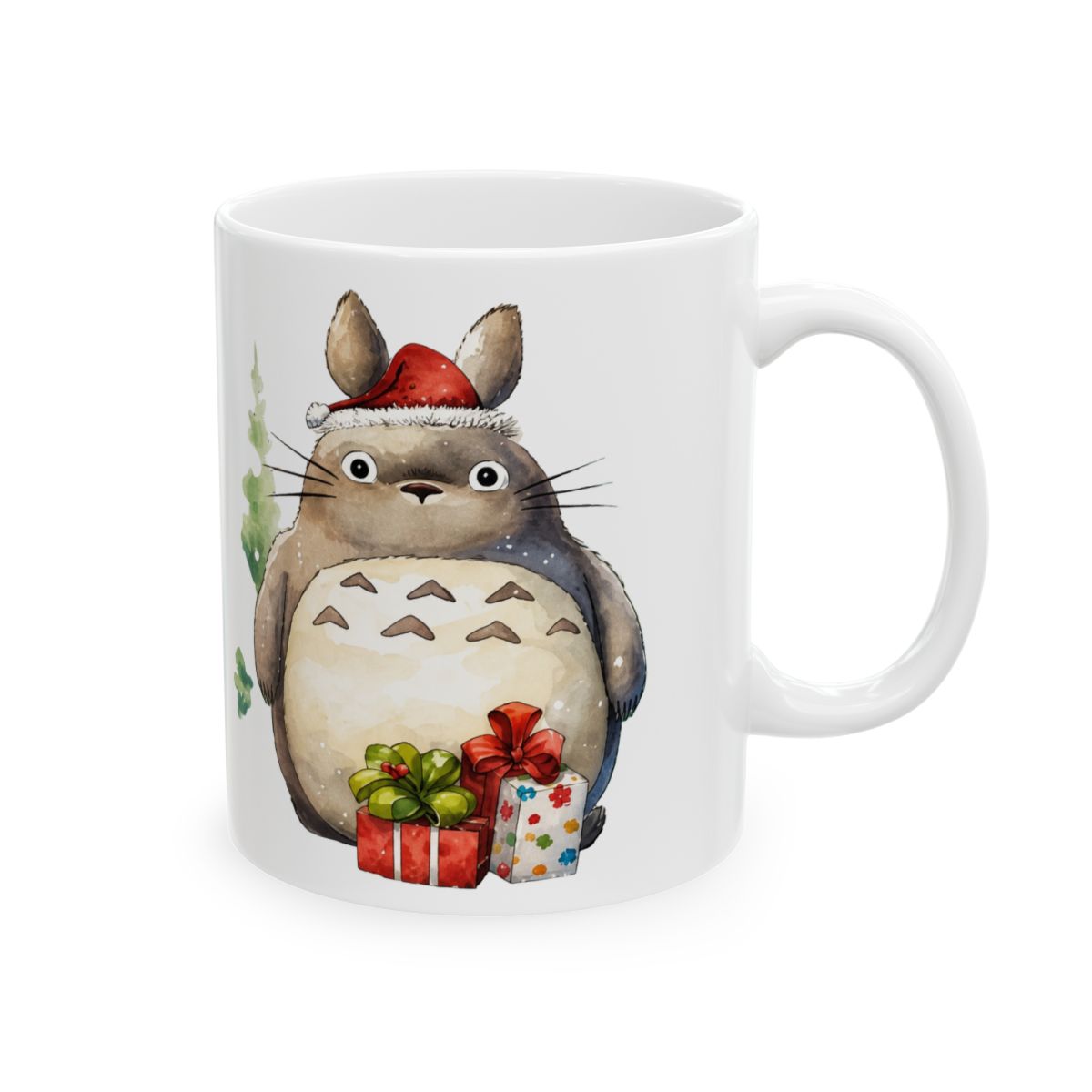 Totoro Christmas Watercolour Mug - Studio Ghibli Inspired Gift